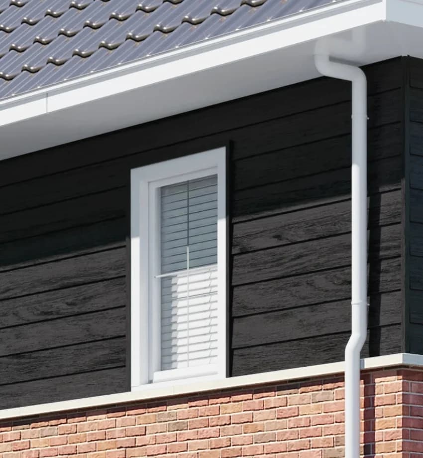 Gevelbekleding potdeksel 177 - Zwart eiken huisaanzicht