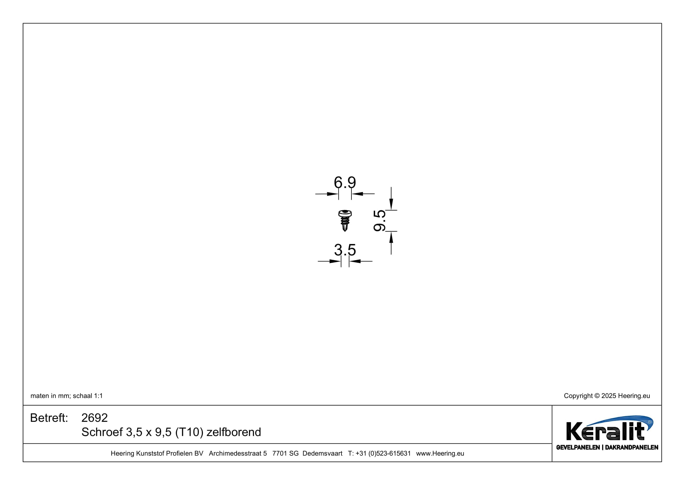 Schroef 3,5 x 9,5 (T10) zelfborend